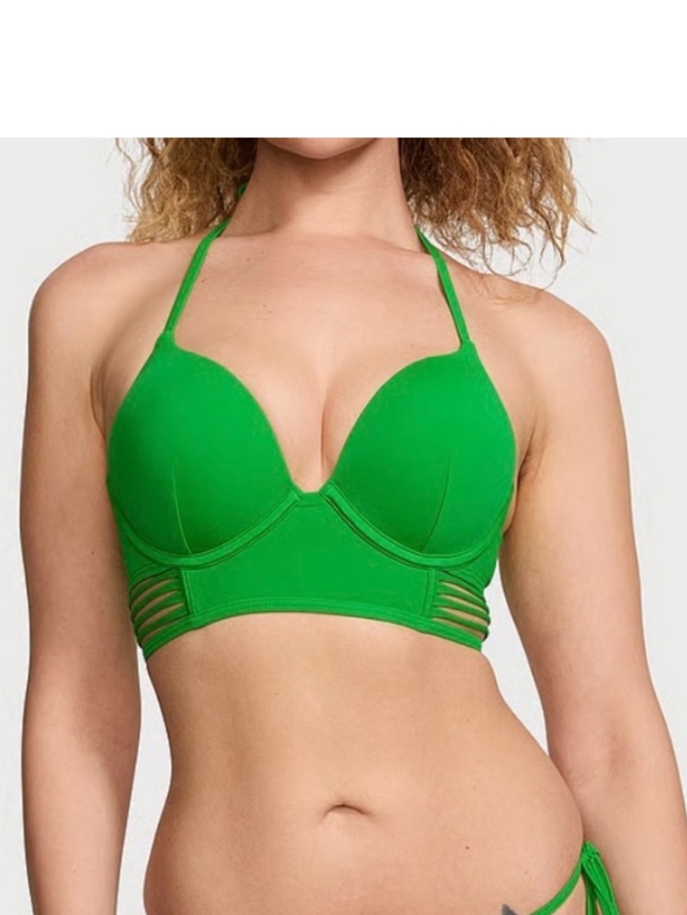 VICTORIAS SECRET SWIM GREEN BOMBSHELL BIKINI TOP 34C NWT
